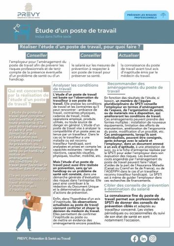Fiche Etude dun poste de travail - - Fiche - Étude d’un poste de travail - PREVY Prévention & Santé au Travail