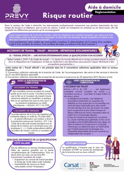 Aide a domicile Agir sur le risque routier professionnel reglementation - - PREVY - Fiche prévention risque routier - spécial Aides à domicile - Agir sur le risque routier professionnel- réglementation - PREVY Prévention & Santé au Travail