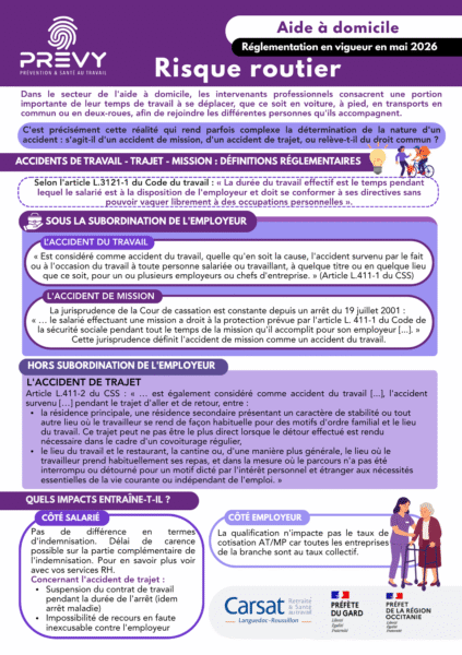 Aide a domicile Agir sur le risque routier professionnel reglementation A5 - - PREVY - Fiche prévention risque routier - spécial Aides à domicile - Agir sur le risque routier professionnel- réglementation - PREVY Prévention & Santé au Travail