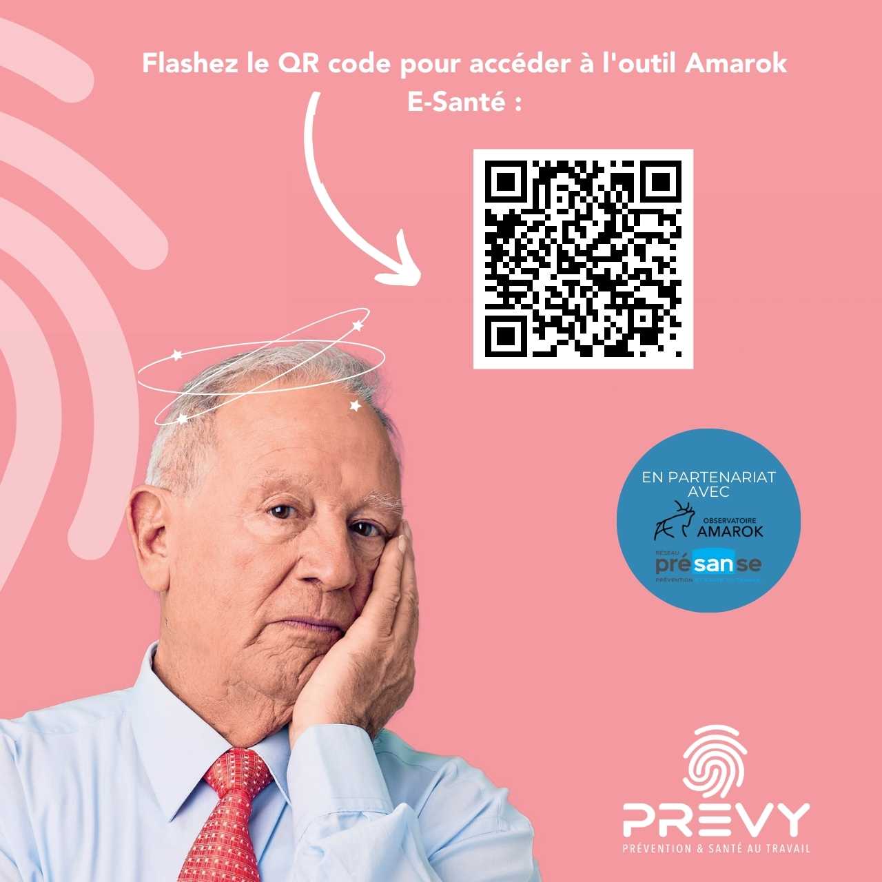 Flashez le QR code pour acceder a loutil Amarok E Sante 1280 x 1280 - - Dirigeants, préserver votre capital santé, c'est préserver la santé de votre entreprise - PREVY Prévention & Santé au Travail