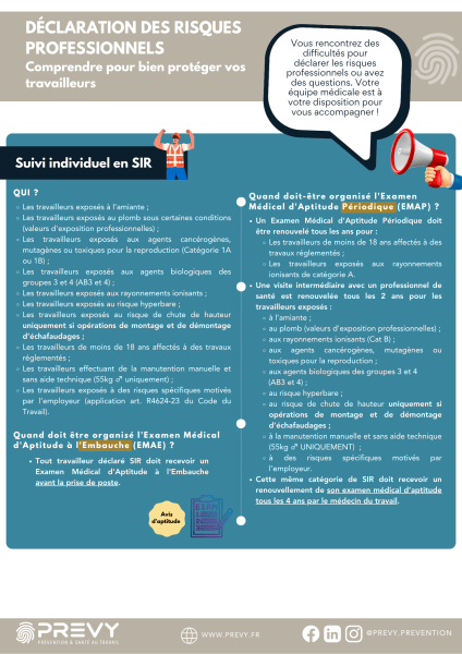 Guide de declaration risques professionnels sur espace adherent avec exemples - risque professionnel - Fiche - Aide à la déclaration des risques professionnels - SI - SIA - SIR - PREVY Prévention & Santé au Travail