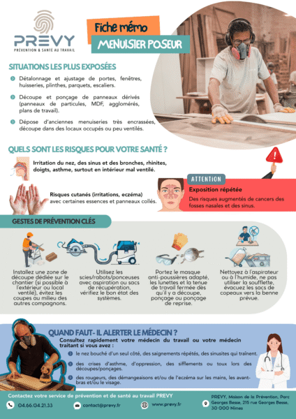 PREVY Fiche memo MENUISIER POSEUR - - Fiche memo - Menuisier poseur - PREVY Prévention & Santé au Travail