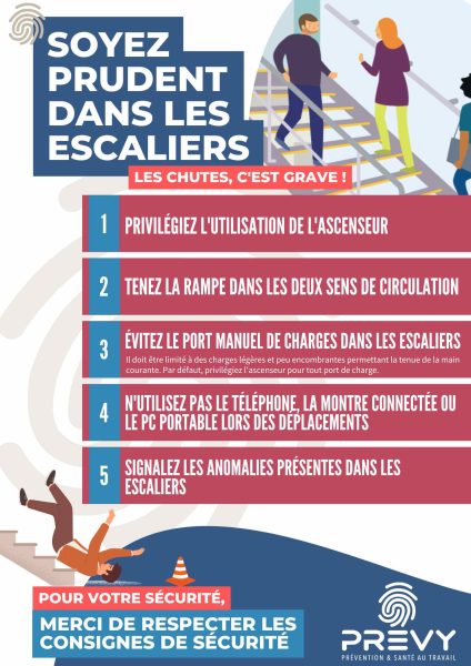 consigne securite escalier PREVY 1 - - Affiche - consignes de sécurité pour les escaliers - PREVY Prévention & Santé au Travail